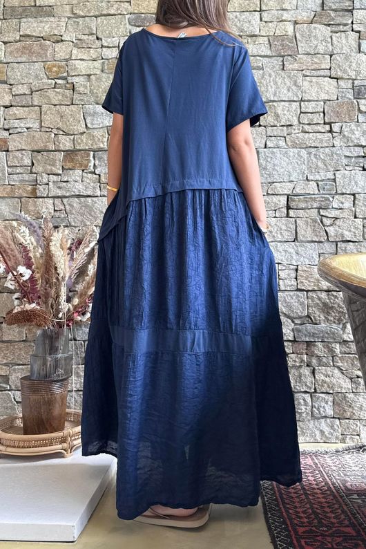 Tasha Damask T Shirt Maxi Dress Navy